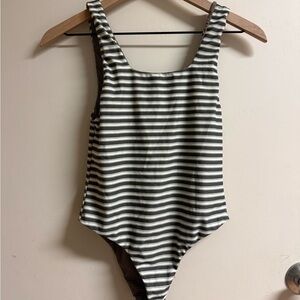 Acacia Swimwear Brown and White Striped Fabric